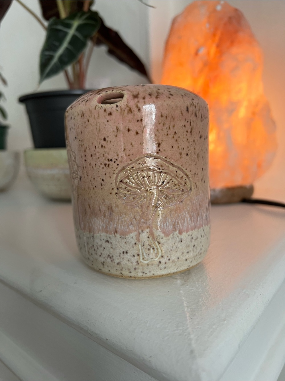 Pink & speckled handmade mushroom take away mug 💗🍄